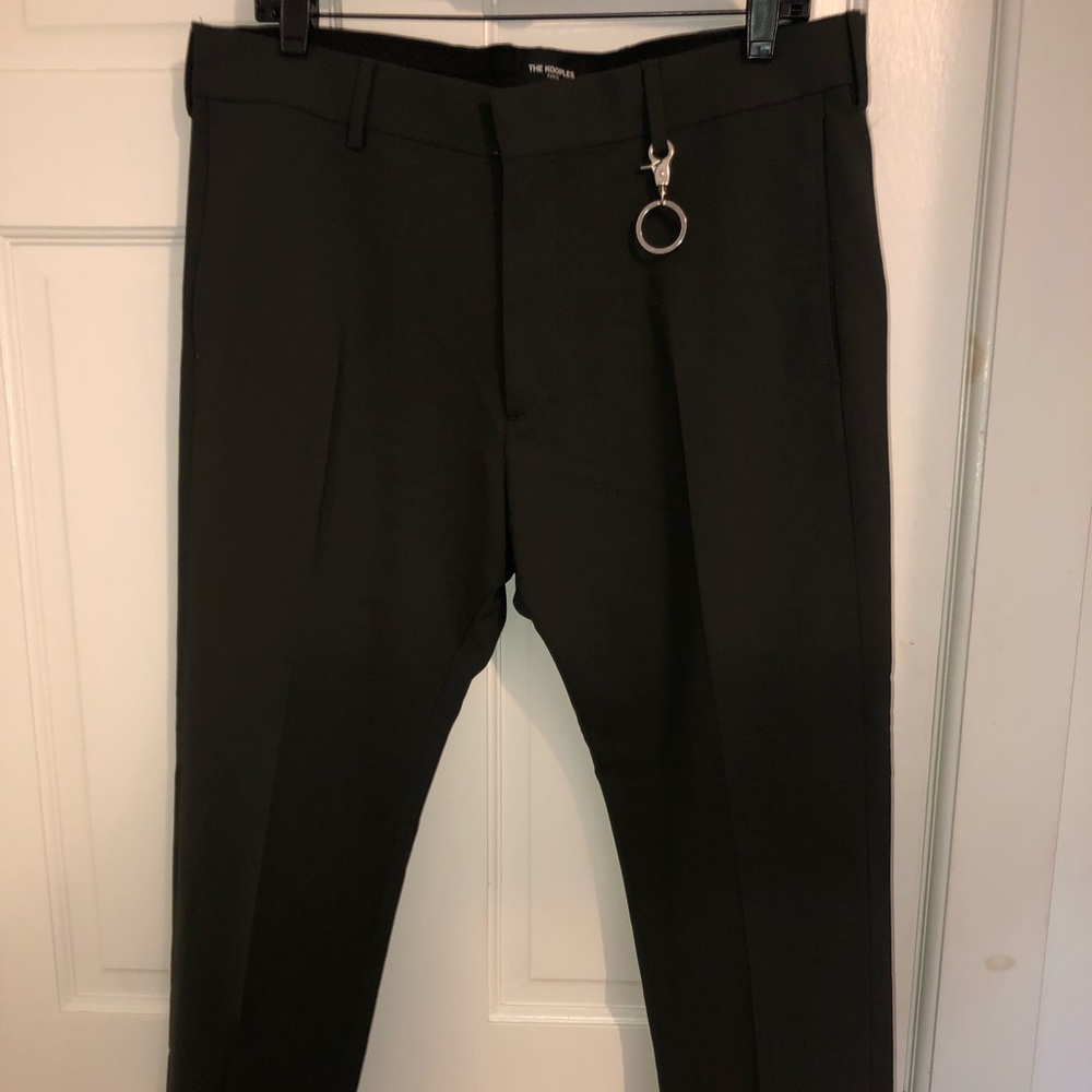 The kooples cropped Khaki green pants with zippers on the bottom leg